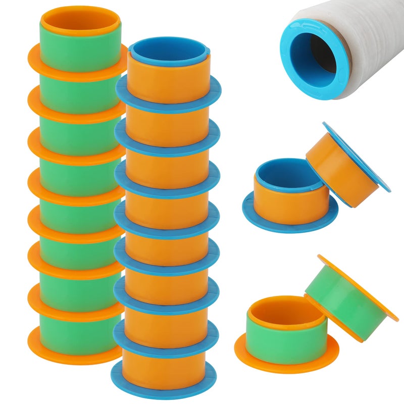 OVOV 10 Pairs Stretch Wrap Dispenser Shrink Wrap Handle Stretch Wrap Holder Stretch Film Wrap for Moving Plastic Hand Saver Fit for 3    Core (Blue+Orange) - Image 1